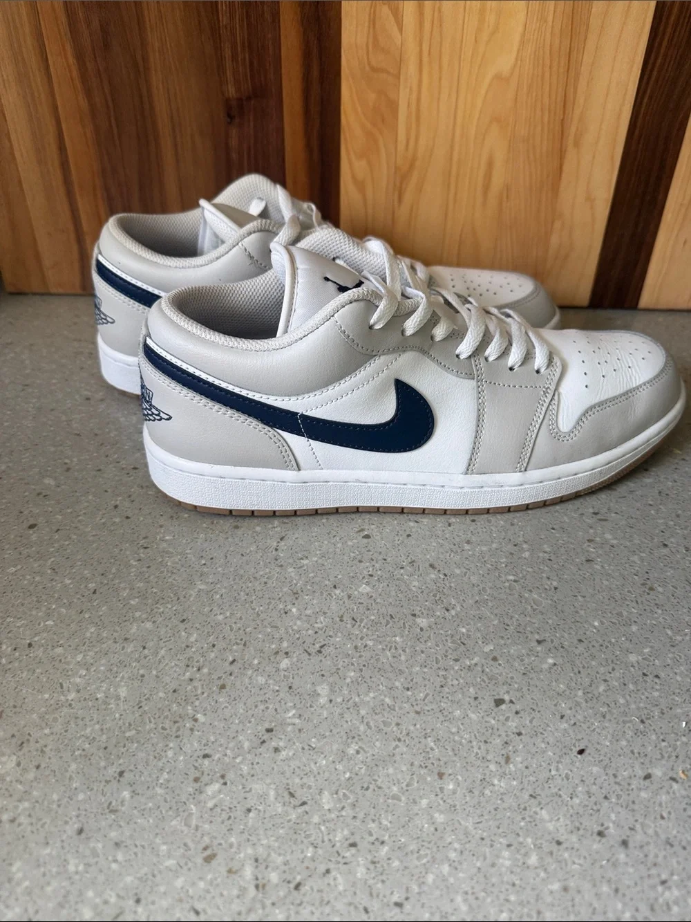 Nike Air Jordan 1 Low Midnight Navy Neutral Grey - Mens 10